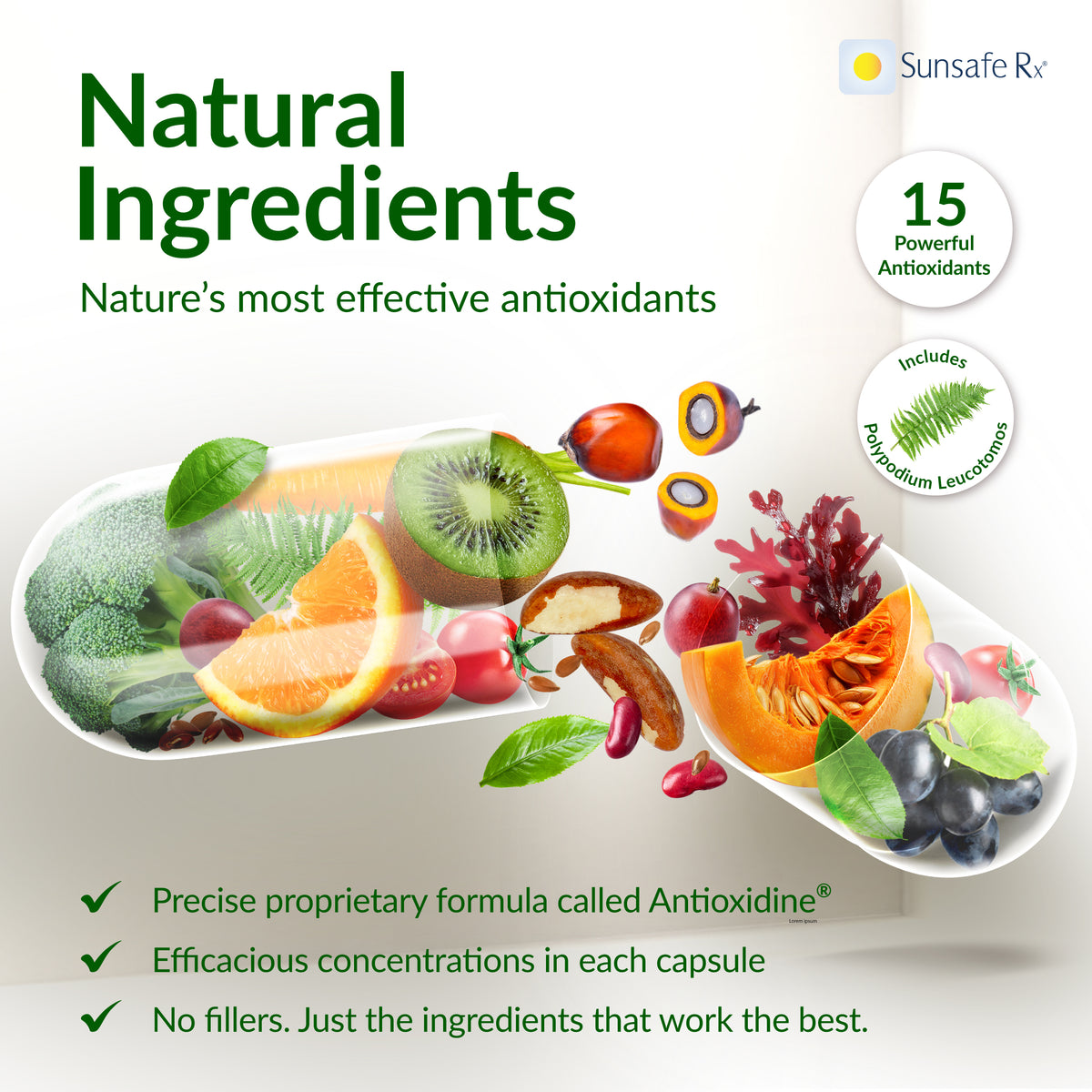 Sunsafe Rx with natural ingredients and antioxidants