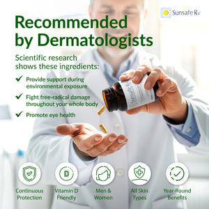 Sunsafe Rx product: dermatologist recommendation and product benefits.