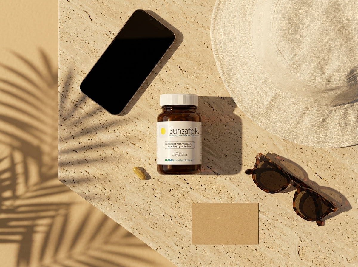 Sunsafe Rx creator kit laid out on stone